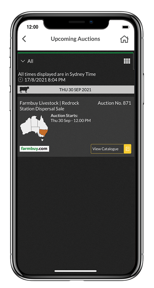 Buyers and sellers can watch the progress of upcoming and live cattle, sheep and goat auctions across Australia, add and manage lots for sale, as well as bid for and purchase livestock form sale from the office or on the go