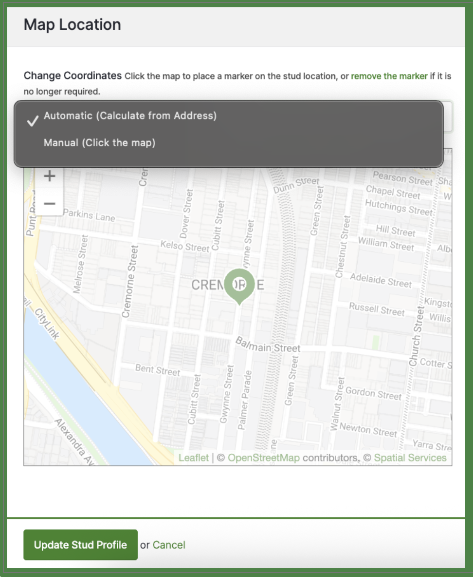 Map Location & Save Details Section