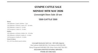 Livestock Listing - Sullivan Livestock & Rural Services Liveweight Store Sale 1350 Cattle